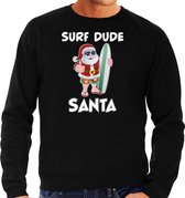 Surf dude Santa fun Kerstsweater / Kersttrui zwart voor heren - Kerstkleding / Christmas outfit XL