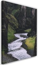 Schilderij Beekje in de bergen, 2 maten, groen/grijs, Premium print