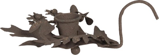 Foto: Clayre eef kandelaar 13x9x3 cm bruin ijzer bladeren