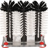 2x Bierglasborstels/spoelborstels aluminium 3-delig 16 cm - Spoelbakborstels/keukenartikelen/horeca toebehoren