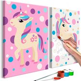 Doe-het-zelf op canvas schilderen - Unicorns (Pastel Colours)
