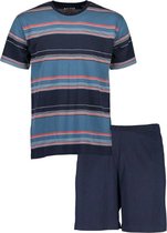 Blue Seven heren pyjama streep/navy kort - maat S