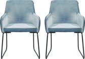 SET ONE BY MUSTERRING I HAMPTON Set van 2 fauteuils | Gewatteerd | Grijs / blauw fluweel