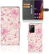 Telefoon Hoesje Geschikt voor Samsung Galaxy Note20 Ultra Magnet Case Pink Flowers