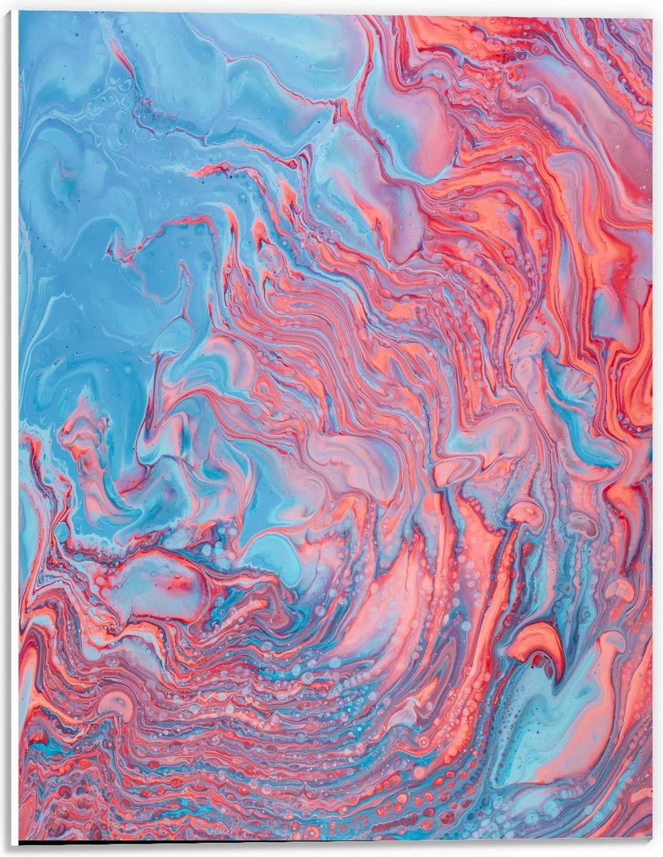 Forex - Blauw met Roze Verf Gemengd - 30x40cm Foto op Forex