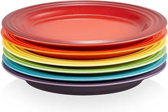 Verbergen Ruwe olie Koninklijke familie Le Creuset 6 - Delige Ontbijtbordenset 22 cm Regenboog Kleuren | bol.com