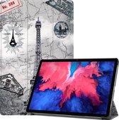 Tablet Hoes voor Lenovo Tab P11 - Tri-Fold Book Case - Cover met Auto/Wake Functie - Eiffeltoren