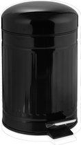 Relaxdays pedaalemmer 3 liter - RVS - prullenbak met deksel - vuilnisbak - binnenemmer - zwart