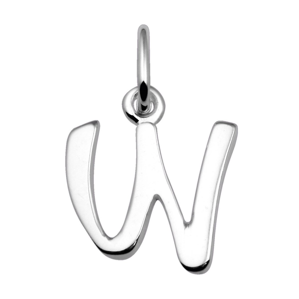Lucardi Dames Zilveren letterhanger W - Hanger - 925 Zilver - Zilverkleurig