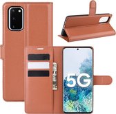 Samsung Galaxy S20 FE hoesje, MobyDefend Kunstleren Wallet Book Case, Bruin | GSM Hoesje / Telefoonhoesje Geschikt Voor: Samsung Galaxy S20 FE