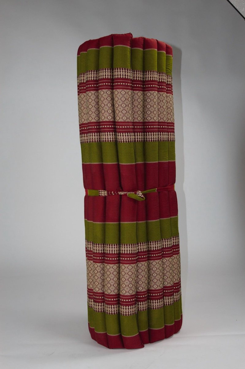 Fine Asianliving Thaise Mat Oprolbaar Matras 200x100x4.5cm Bordeaux Groen Meditatie Mat Matras