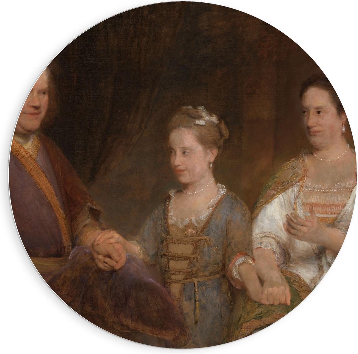 KuijsFotoprint Schilderij - Oude Meesters H. Boerhaave Met M. Drolenvaux Dochter. Aert De Gelder - Bruin En Oranje - 90 X 90 Cm