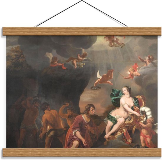 Schoolplaat – Oude Meesters - Aeneas ontvangt nieuwe wapenrusting, Ferdinand Bol - 40x30cm Foto op Textielposter (Wanddecoratie op Schoolplaat)