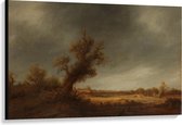 Canvas  - Oude Meesters - Landschap met oude eik, Adriaen van Ostade - 120x80cm Foto op Canvas Schilderij (Wanddecoratie op Canvas)