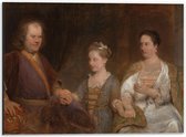 Dibond - Oude Meesters - H. Boerhaave met M. Drolenvaux dochter, Aert de Gelder - 40x30cm Foto op Aluminium (Wanddecoratie van metaal)