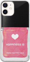 iPhone 12 hoesje siliconen - Nagellak - Soft Case Telefoonhoesje - Print / Illustratie - Transparant, Roze