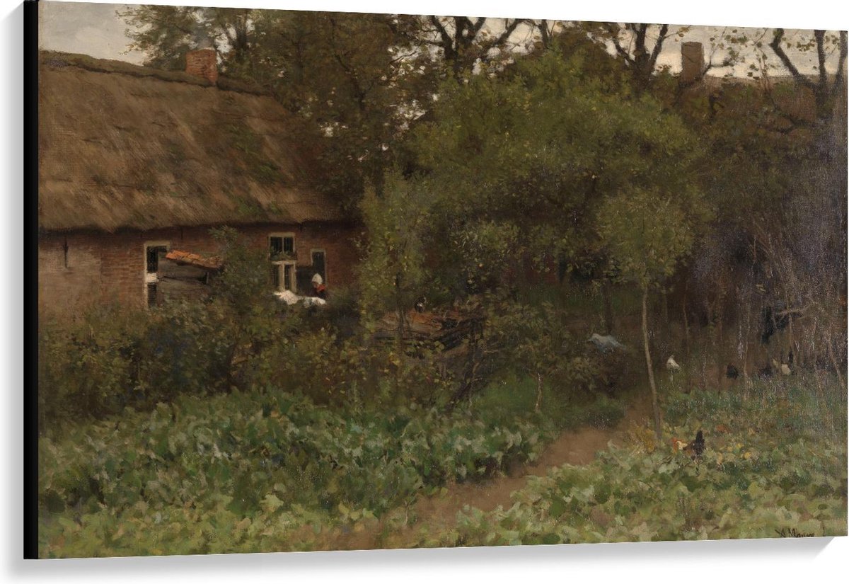 KuijsFotoprint Canvas - Oude Meesters - De moestuin, Anton Mauve, ca. 1885 - ca. 1888 - 120x80cm Foto op Canvas Schilderij (Wanddecoratie op Canvas) Groen