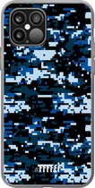 6F hoesje - geschikt voor iPhone 12 - Transparant TPU Case - Navy Camouflage #ffffff