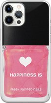 iPhone 12 Pro Max hoesje siliconen - Nagellak - Soft Case Telefoonhoesje - Print / Illustratie - Transparant, Roze