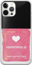 Leuke Telefoonhoesjes - Hoesje geschikt voor iPhone 12 Pro Max - Nagellak - Soft case - TPU - Print / Illustratie - Roze