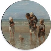 Dibond Wandcirkel - Oude Meesters - Kinderen der zee, Jozef Israëls, 1872 - 30x30cm Foto op Aluminium Wandcirkel (met ophangsysteem)