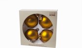 KERSTBALLEN SET 4 STUKS | KERSTVERSIERING | MAT OKER | D8 CM | GLAS