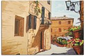 Schilderij - Tekening van een Italiaans dorp