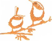 Art Bizniz Lucky Bird Wren Couple Acier Brun Rouille