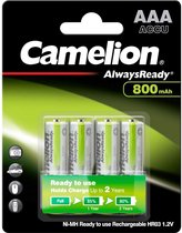 Piles rechargeables Camelion Always Ready Micro AAA 800mAh (4 pièces)