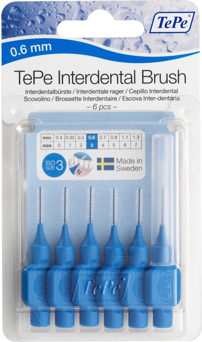 Goedkoopste Tepe Interdentale Rager Origineel-0.6 Mm, Blauw (Blister 6 Stuks) - 3 Stuks - Voordeelverpakking