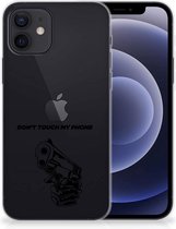 Telefoonhoesje iPhone 12 | 12 Pro (6.1") Back Cover Siliconen Hoesje Transparant Gun Don't Touch My Phone