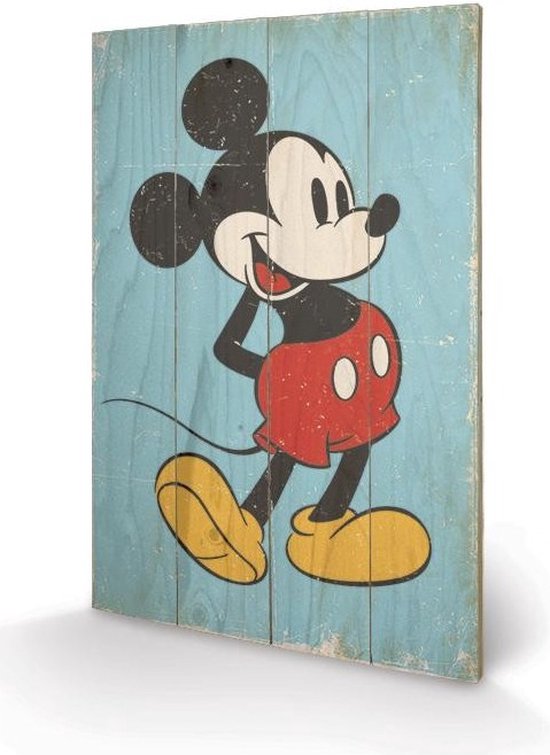 DISNEY - Impression sur bois 40X59 - Mickey Mouse Retro