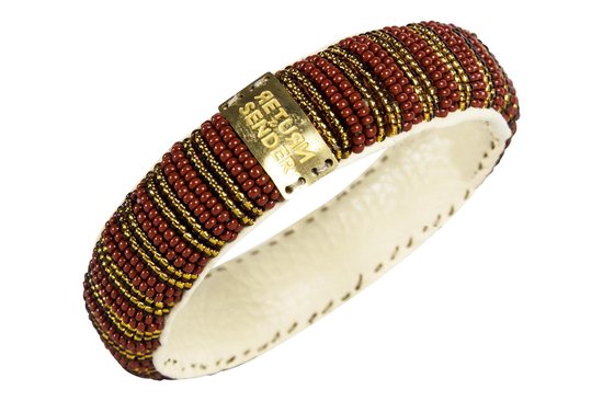 Return to Sender | Goud met rode armband 22 mm - Beaded bracelet slim - - Goud