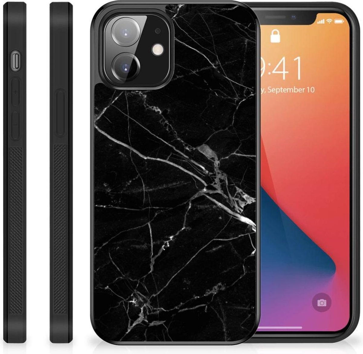 iPhone 12 Mini Gripcase Marmer Zwart - Origineel Cadeau Vader