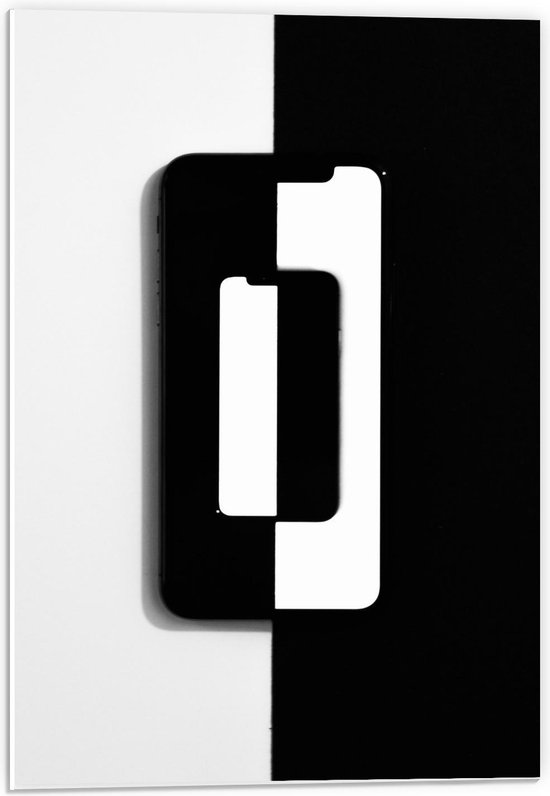Forex - Abstract Wit Zwart - 40x60cm Foto op Forex