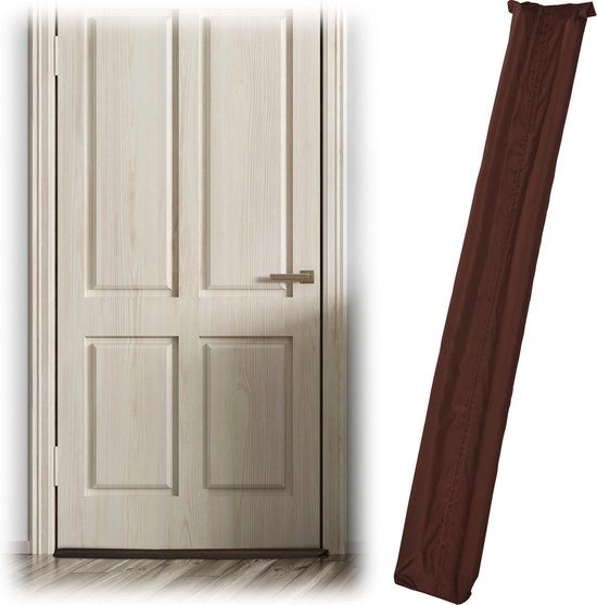Relaxdays tochtstopper deur - tochtstrip - tot 8 cm dikke deuren - tochtrol - tochtwering - bruin