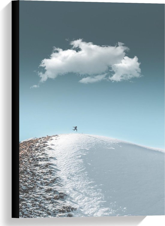 Canvas  - Berg met Sneeuw en Blauwe Lucht - 40x60cm Foto op Canvas Schilderij (Wanddecoratie op Canvas)