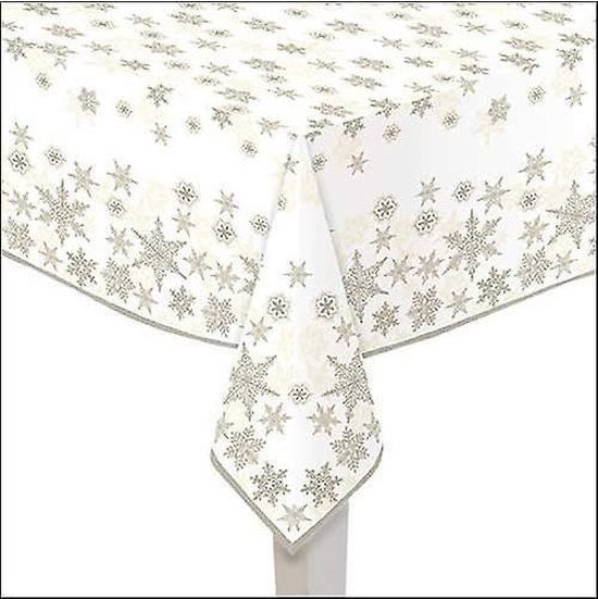 1x tafelkleden wit met gouden sterren print 140 x 220 cm - Kerst... |