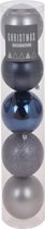 15x Blauw/grijs tinten kunststof kerstballen 10 cm - Mat/glans/glitter - Onbreekbare kerstballen - Kerstboomversiering