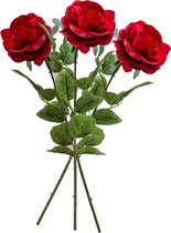 3x Rode rozen Marleen kunstbloemen 63 cm - Woondecoratie/accessoires - Kunstbloemen - Nepbloemen - Kunsttakken - Roos/rozen
