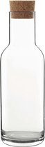 1x Glazen water karaffen met kurken dop van 1 L Sublime- Sapkannen/waterkannen/schenkkannen - luchtdicht - foodsafe