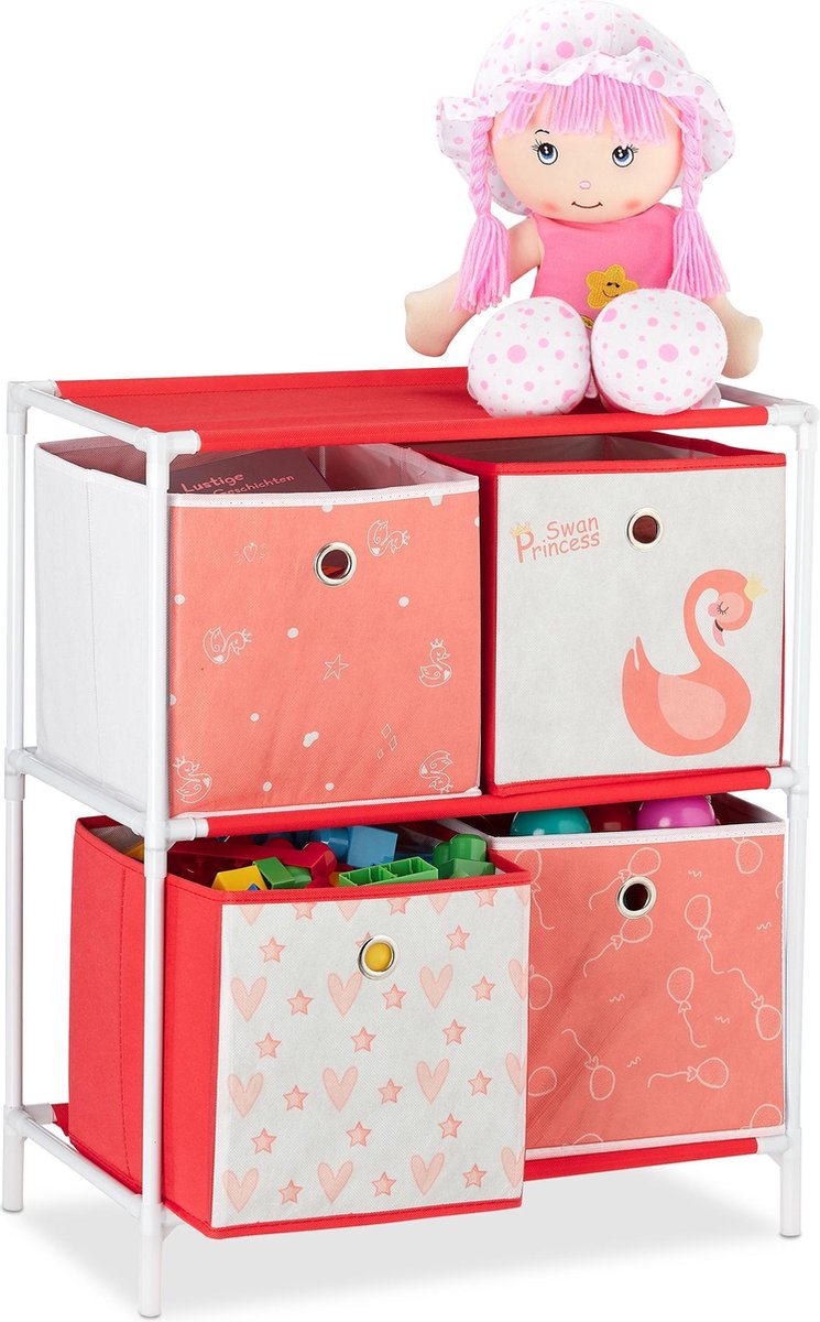 Relaxdays speelgoedkast met manden - kinderkast meisjes - kinderkamer kast speelgoed - 4 Relaxdays speelgoedkast met manden - kinderkast meisjes - kinderkamer kast speelgoed - 4