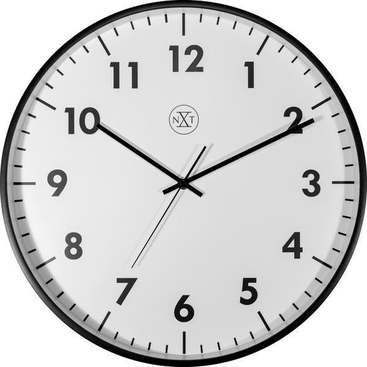 NeXtime NX-7317 Wandklok NXT Diameter 40cm Kunststof Zwart, Witte Wijzerplaat