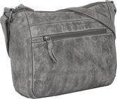 Justified Bags® Roma Leren Schoudertas Big Top Zip Grijs