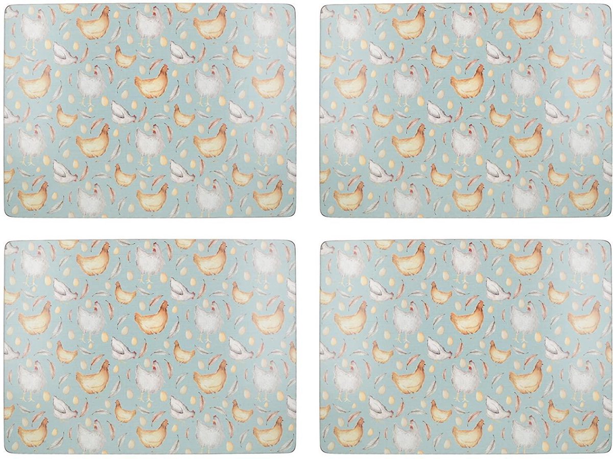 Creative Tops Set van 4 grote placemats met onderkant van kurk, Feather