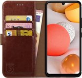 Rosso Element Book Case Wallet Hoesje Geschikt voor Samsung Galaxy A42 | Portemonnee | 3 Pasjes | Magneetsluiting | Stand Functie | Bruin