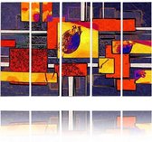 Schilderij , Abstracte Tulp  ,4 maten , 5 luik , multikleur , wanddecoratie , Premium print , XXL