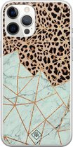 iPhone 12 Pro Max hoesje siliconen - Luipaard marmer mint | Apple iPhone 12 Pro Max case | TPU backcover transparant