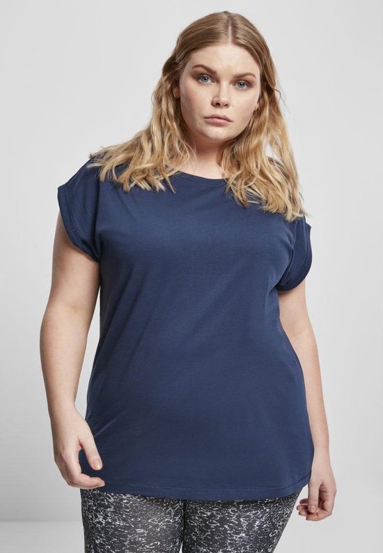 Urban Classics - Extended Shoulder Dames T-shirt - XS - Blauw
