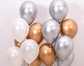 Ballonnen Set Goud - Zilver - Wit | Effen - Metallic | 9 stuks | Baby Shower - Kraamfeest - Verjaardag - Geboorte - Fotoshoot - Wedding - Marriage - Birthday - Party - Feest - Fees